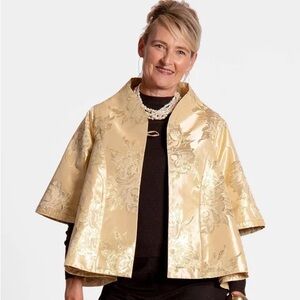 NWT Frances Valentine Gold Damask Swing Jacket XXL (1X)